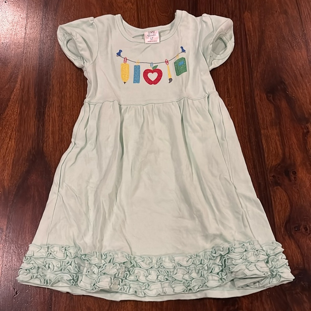 Custom 5T Mint Embroidered School Dress